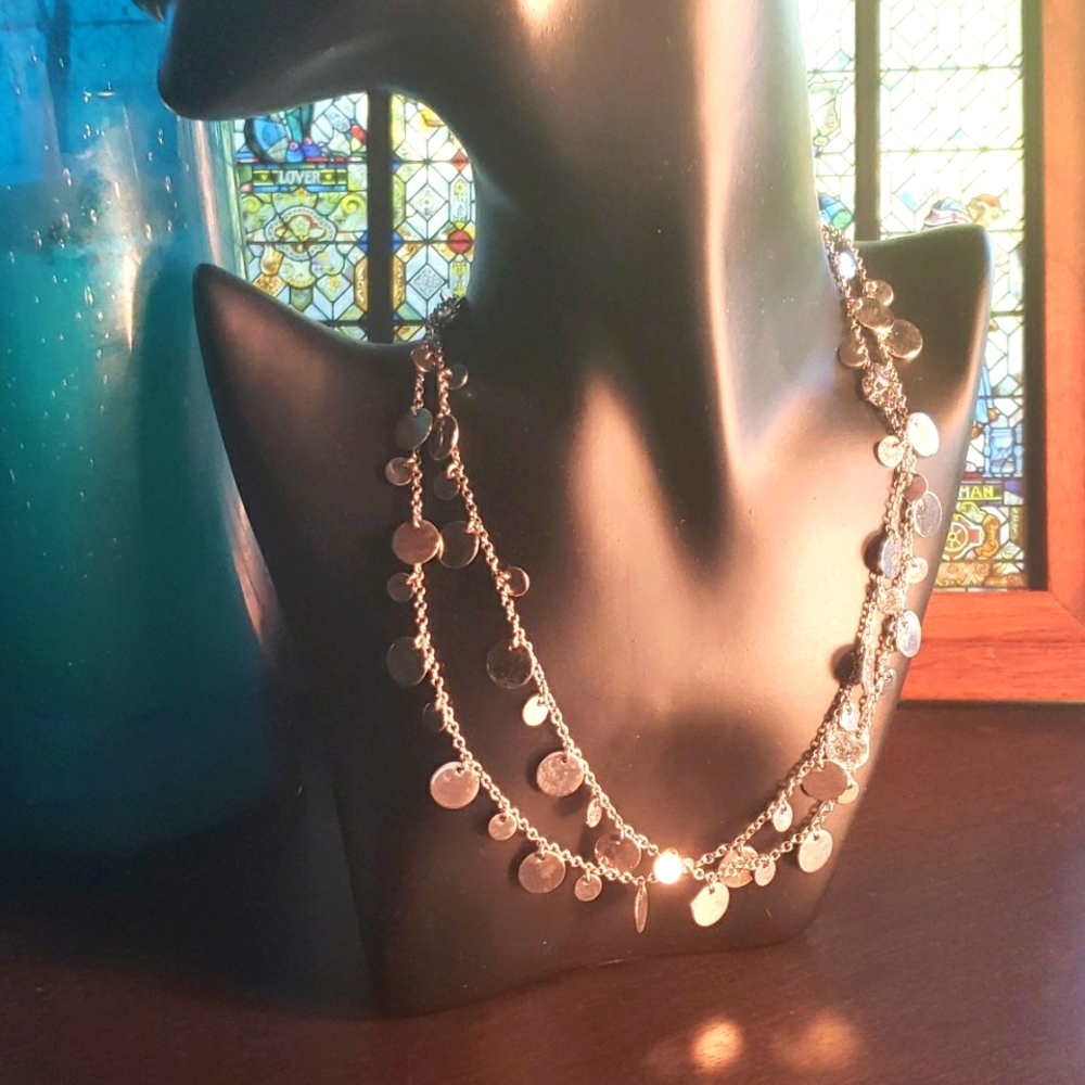 LIA SOPHIA "Panorama / Reflection" Petite Silver Discs Necklace - Retired